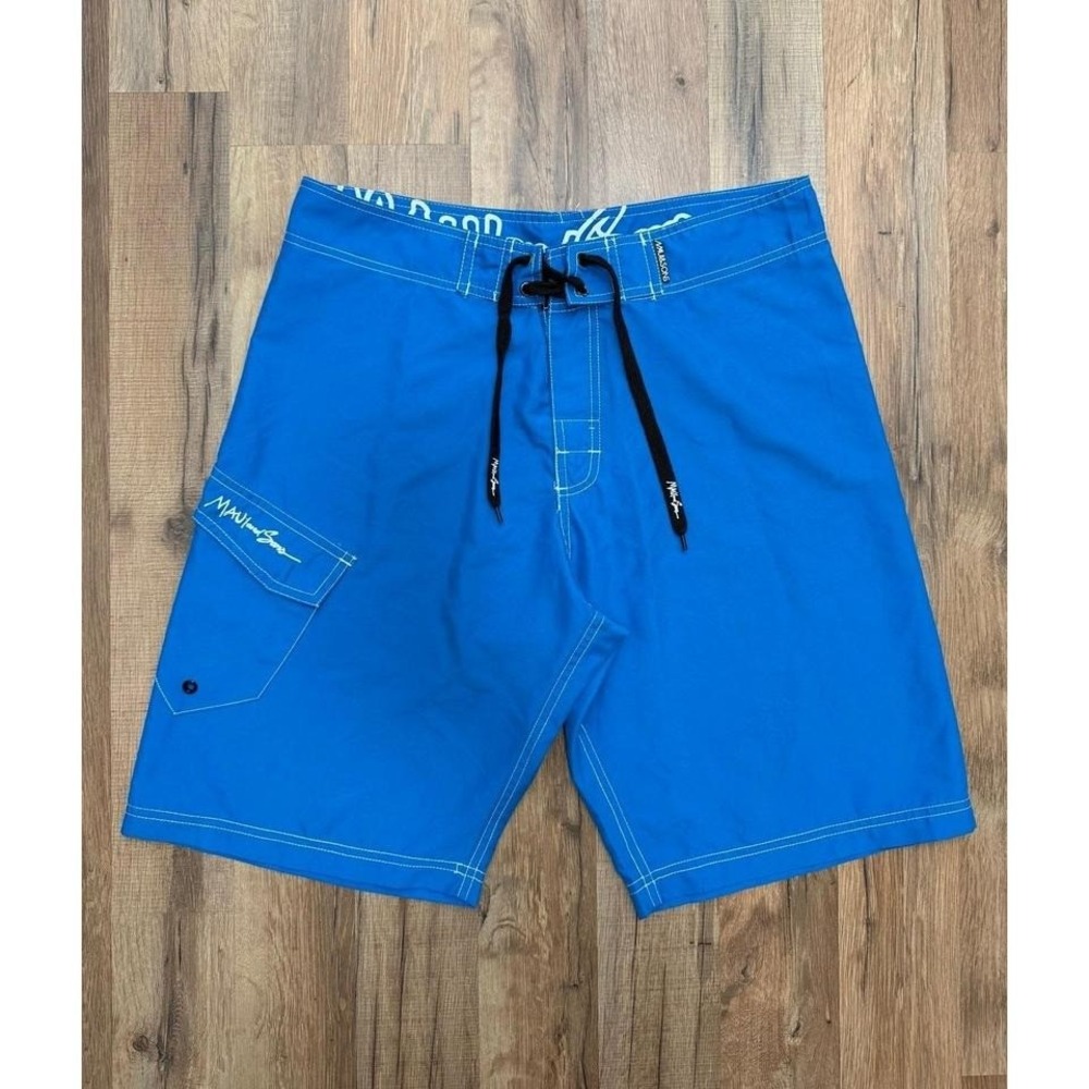 Maui and Sons‎ Boardshorts Swim Trunks Blue Surf Shorts Size 32 Polyester